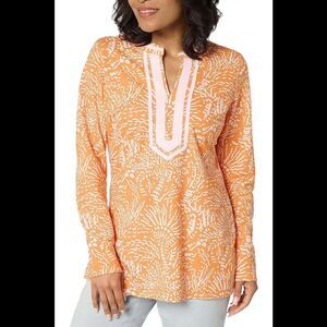 Bellisima by Kim Gravel Women's Cabana Knit Palm Trim Tunic Birdo - Regular